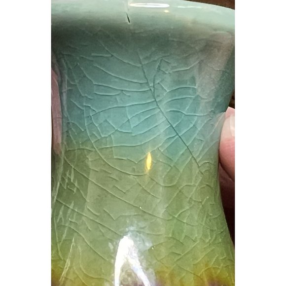 Unbranded unsigned Blue Green Brown drip‎ glaze 5” bud vase crazing FLAW - Picture 8 of 10
